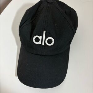 ALO Yoga Kids Black Cap with White Logo
